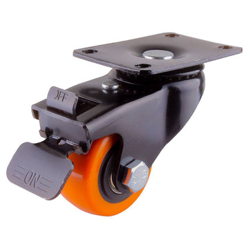 RODAJA NARANJA PU C/BALERO GIRA. C/FRENO 2-1/2 x 1-1/4"